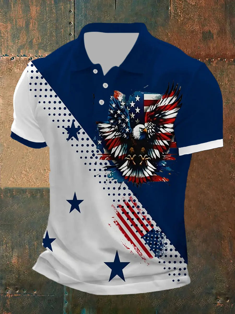 American Flag Eagle Print Polo Shirt Patriotic USA Gift for Independence Day Fans American Flag Eagle Print Polo Shirt Patriotic USA Gift for Independence Day Fans