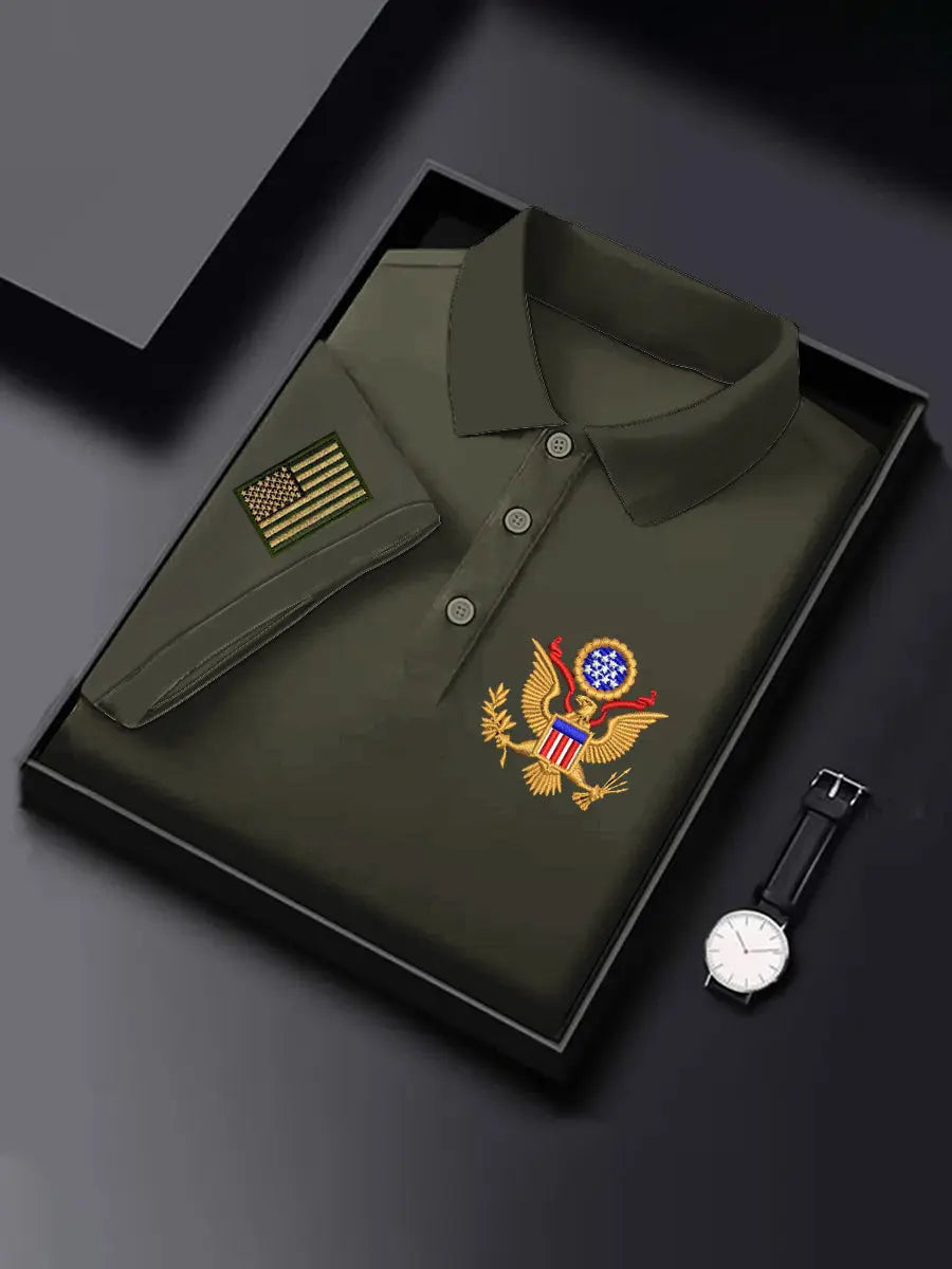 American Flag Embroidered Polo Shirt Independence Day Patriotic Gift for USA Fans American Flag Embroidered Polo Shirt Independence Day Patriotic Gift for USA Fans