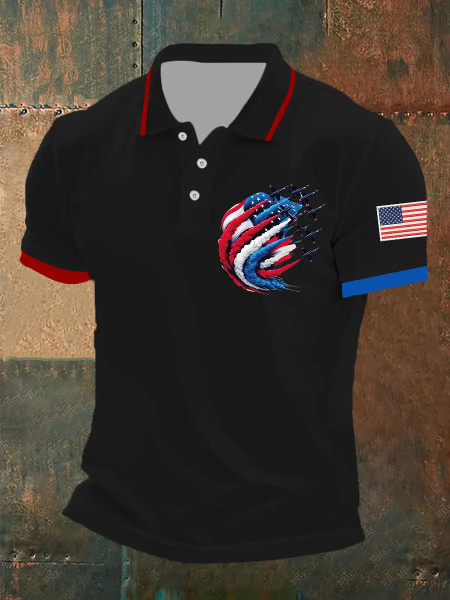 American Flag Jet Planes Polo Shirt Patriotic Gift for Independence Day Enthusiasts American Flag Jet Planes Polo Shirt Patriotic Gift for Independence Day Enthusiasts