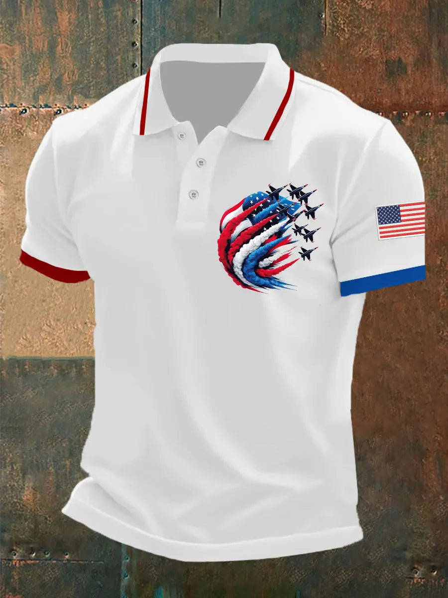 American Flag Jet Planes Polo Shirt Patriotic Gift for Independence Day Enthusiasts American Flag Jet Planes Polo Shirt Patriotic Gift for Independence Day Enthusiasts