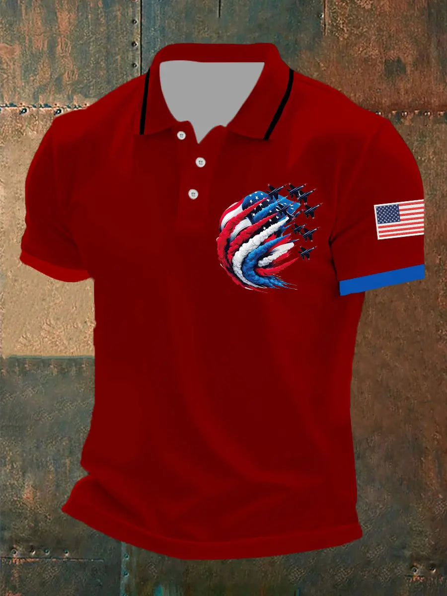 American Flag Jet Planes Polo Shirt Patriotic Gift for Independence Day Enthusiasts American Flag Jet Planes Polo Shirt Patriotic Gift for Independence Day Enthusiasts