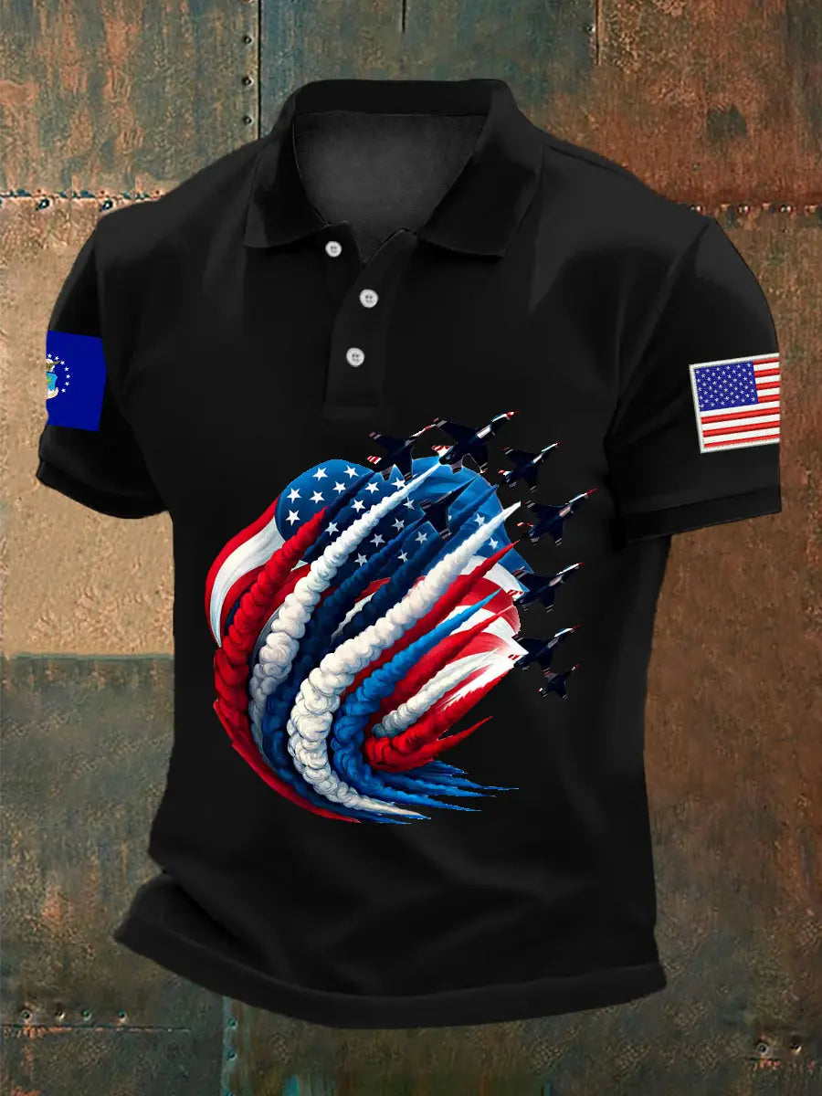 American Flag Jet Planes Polo Shirt Patriotic Gift for Independence Day Fans American Flag Jet Planes Polo Shirt Patriotic Gift for Independence Day Fans