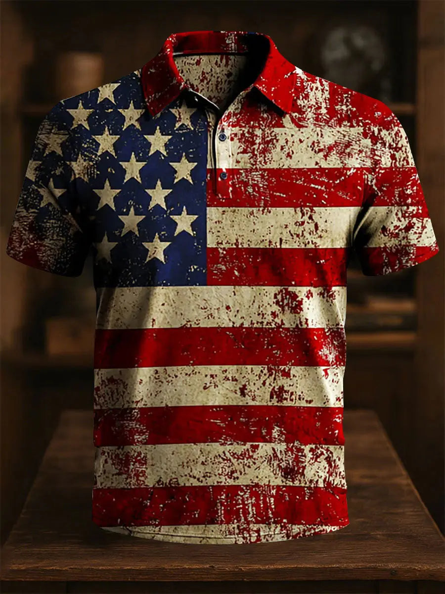 American Flag Patriotic Polo Shirt for Men Casual Button Down Gift for USA Supporters American Flag Patriotic Polo Shirt for Men Casual Button Down Gift for USA Supporters