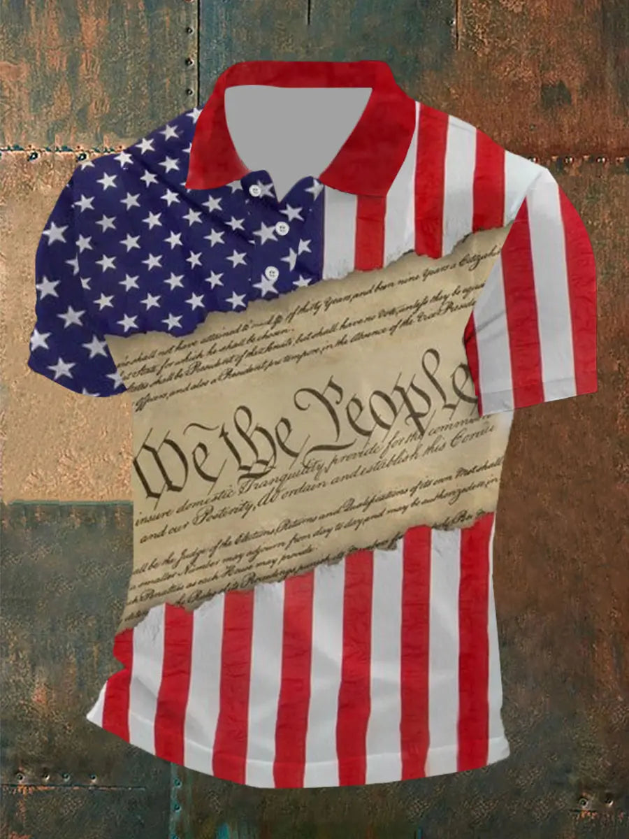American Flag Patriotic Polo Shirt Men's Independence Day Gift for USA Supporters American Flag Patriotic Polo Shirt Men's Independence Day Gift for USA Supporters