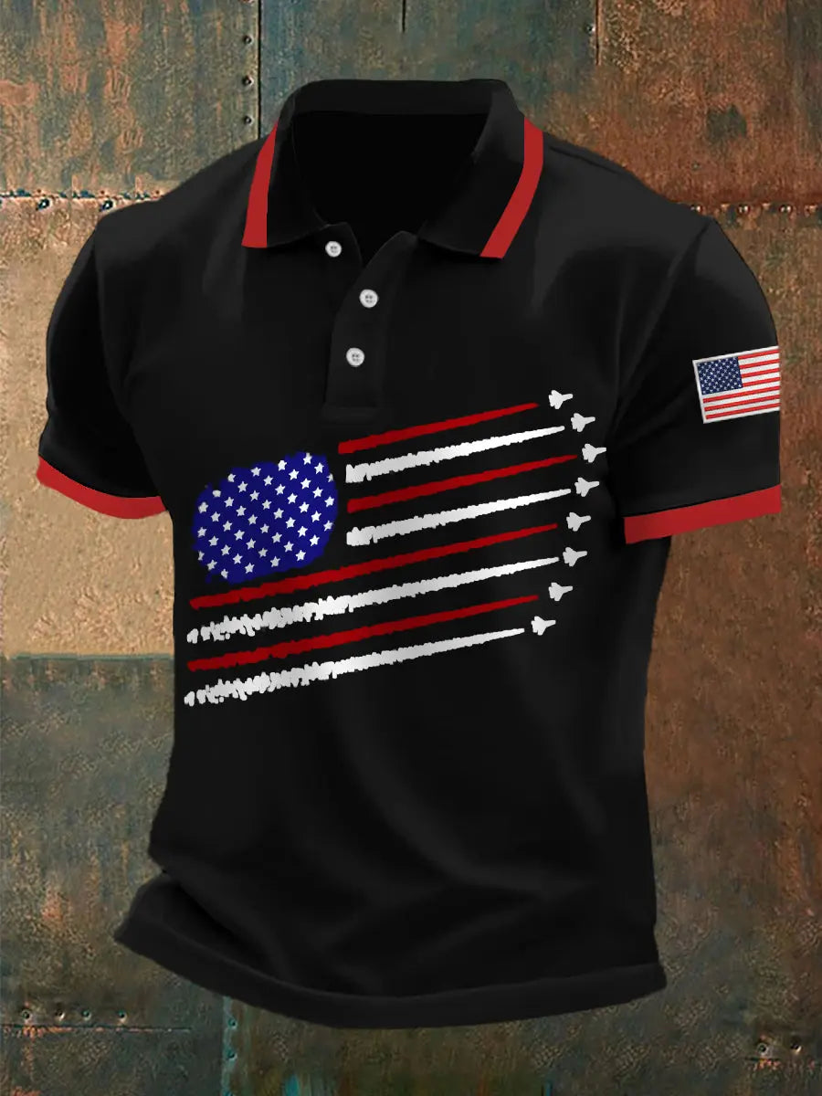 American Flag Polo Shirt for Independence Day Patriotic Gift for USA Fans Casual Wear American Flag Polo Shirt for Independence Day Patriotic Gift for USA Fans Casual Wear