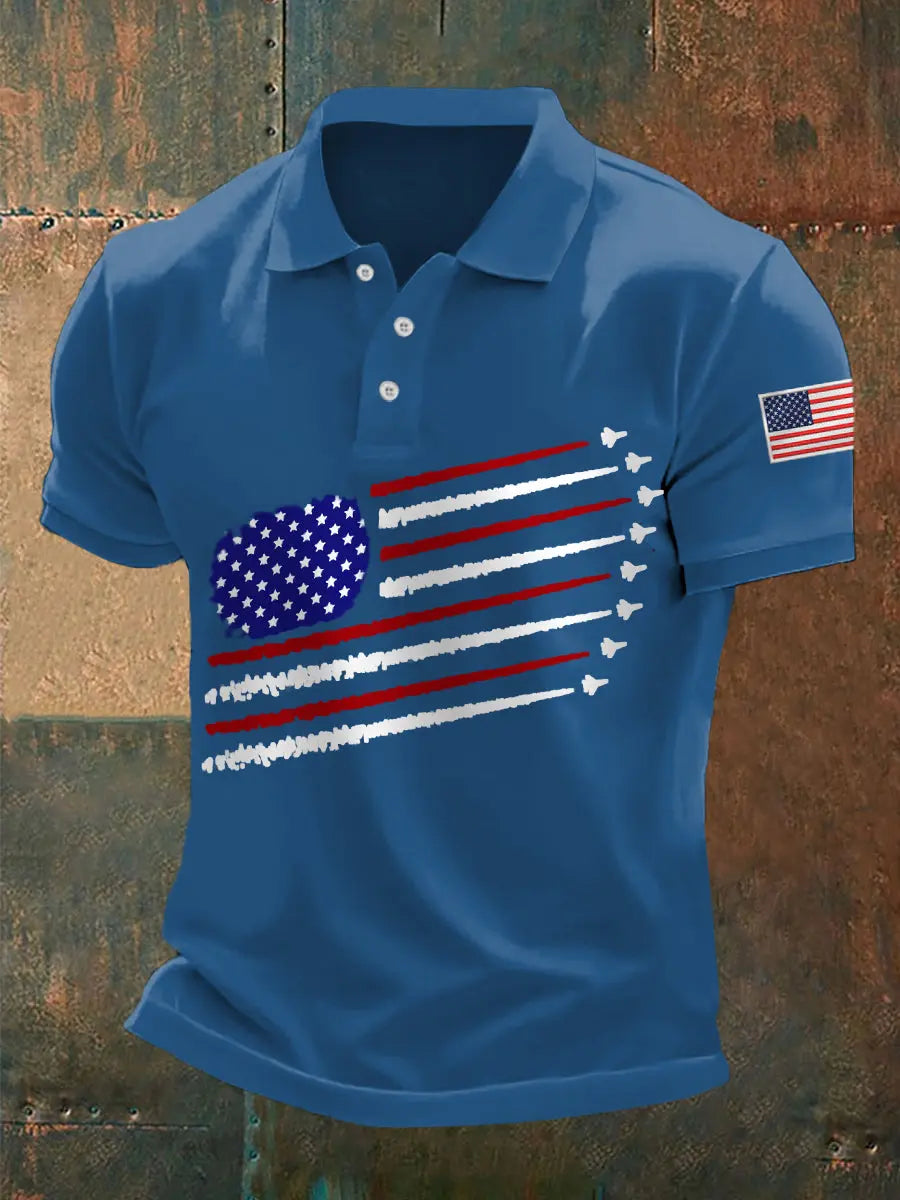 American Flag Polo Shirt for Independence Day Patriotic Gift for USA Fans Casual Wear American Flag Polo Shirt for Independence Day Patriotic Gift for USA Fans Casual Wear