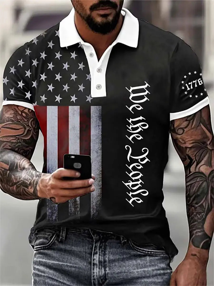 American Flag Polo Shirt for Patriotic Gift USA Pride Apparel We the People Supporter American Flag Polo Shirt for Patriotic Gift USA Pride Apparel We the People Supporter