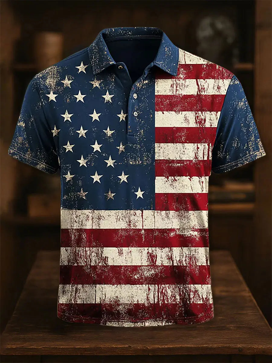 American Flag Polo Shirt for Patriotic Gifts Men USA Pride Casual Button Down Top American Flag Polo Shirt for Patriotic Gifts Men USA Pride Casual Button Down Top
