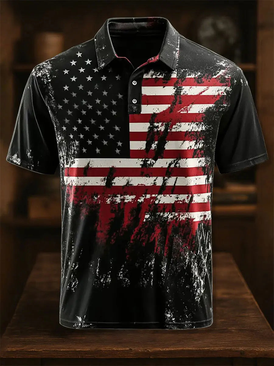 American Flag Polo Shirt Men's Casual Top Patriotic Gift for USA Pride Supporters American Flag Polo Shirt Men's Casual Top Patriotic Gift for USA Pride Supporters