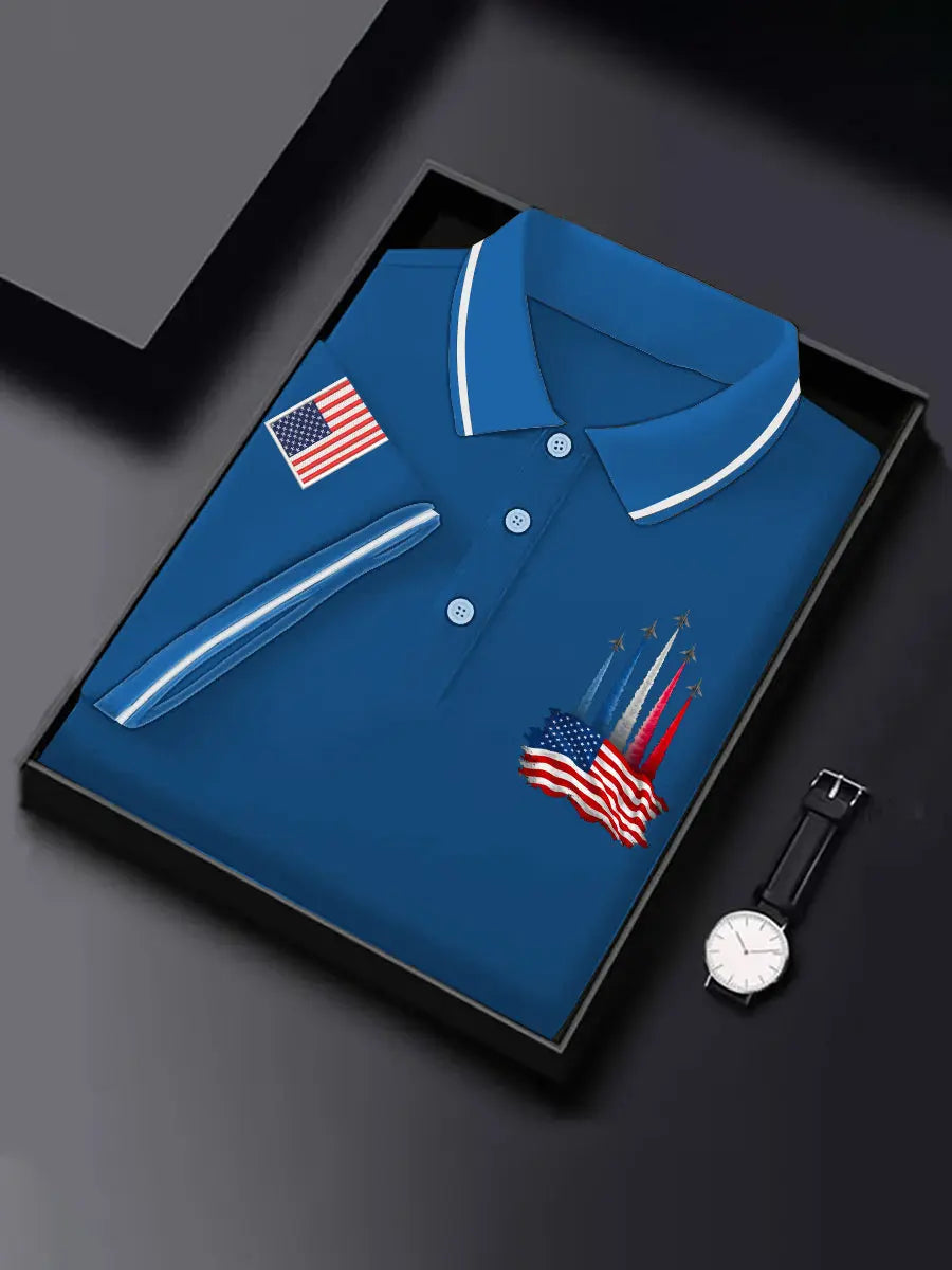 American Flag Polo Shirt Patriotic Gift for Independence Day Fans Casual Men's Top American Flag Polo Shirt Patriotic Gift for Independence Day Fans Casual Men's Top