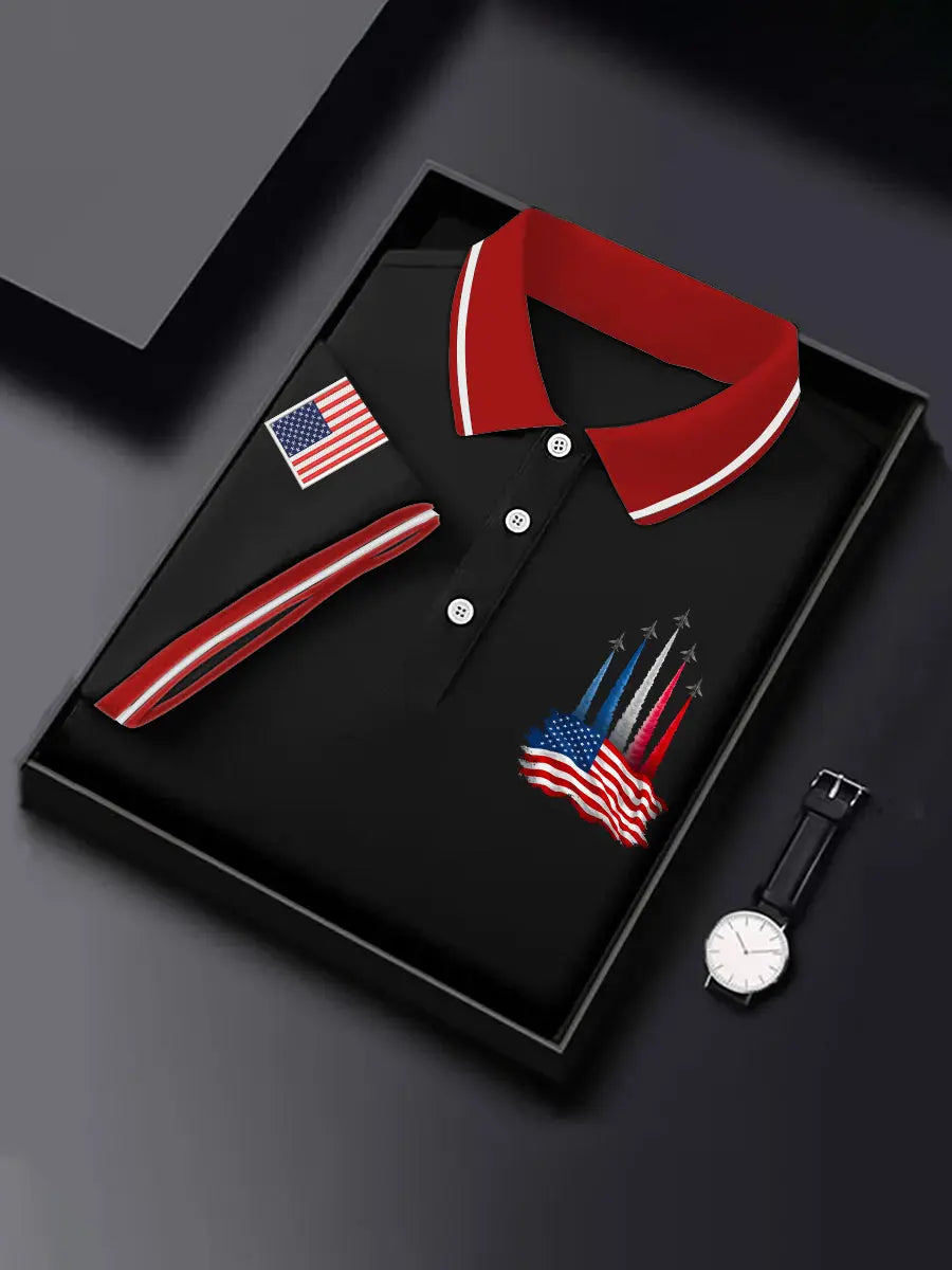 American Flag Polo Shirt Patriotic Gift for Independence Day Fans Casual Men's Top American Flag Polo Shirt Patriotic Gift for Independence Day Fans Casual Men's Top