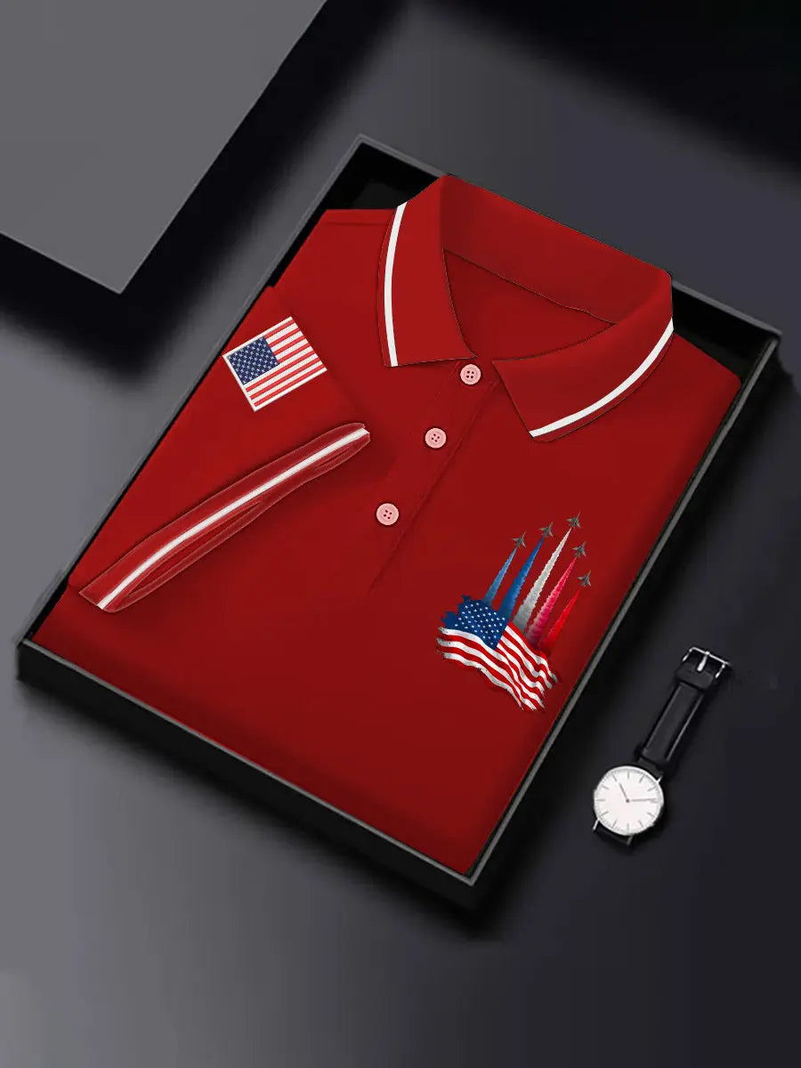 American Flag Polo Shirt Patriotic Gift for Independence Day Fans Casual Men's Top American Flag Polo Shirt Patriotic Gift for Independence Day Fans Casual Men's Top