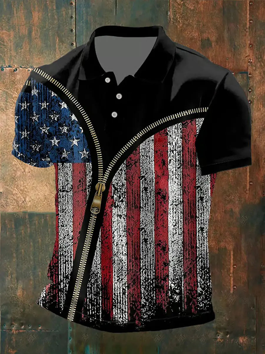 American Flag Polo Shirt Patriotic Gift for USA Pride Casual Button Down Top American Flag Polo Shirt Patriotic Gift for USA Pride Casual Button Down Top