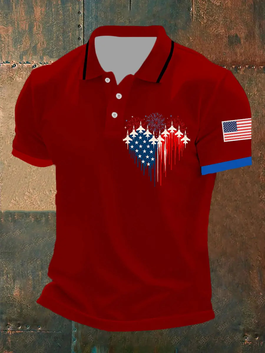 American Flag Polo Shirt with Jet Planes Patriotic Gift for Independence Day Enthusiasts American Flag Polo Shirt with Jet Planes Patriotic Gift for Independence Day Enthusiasts