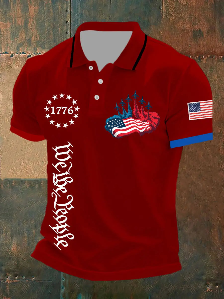 American Flag Polo Shirt with Jet Planes Print Gift for Patriotic Fans 1776 Independence Day American Flag Polo Shirt with Jet Planes Print Gift for Patriotic Fans 1776 Independence Day