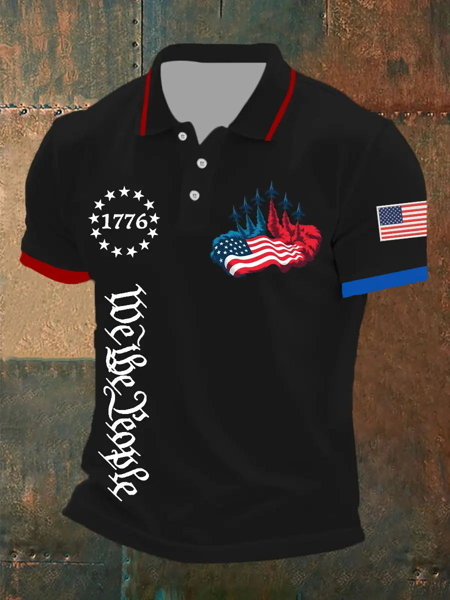 American Flag Polo Shirt with Jet Planes Print Gift for Patriotic Fans 1776 Independence Day American Flag Polo Shirt with Jet Planes Print Gift for Patriotic Fans 1776 Independence Day