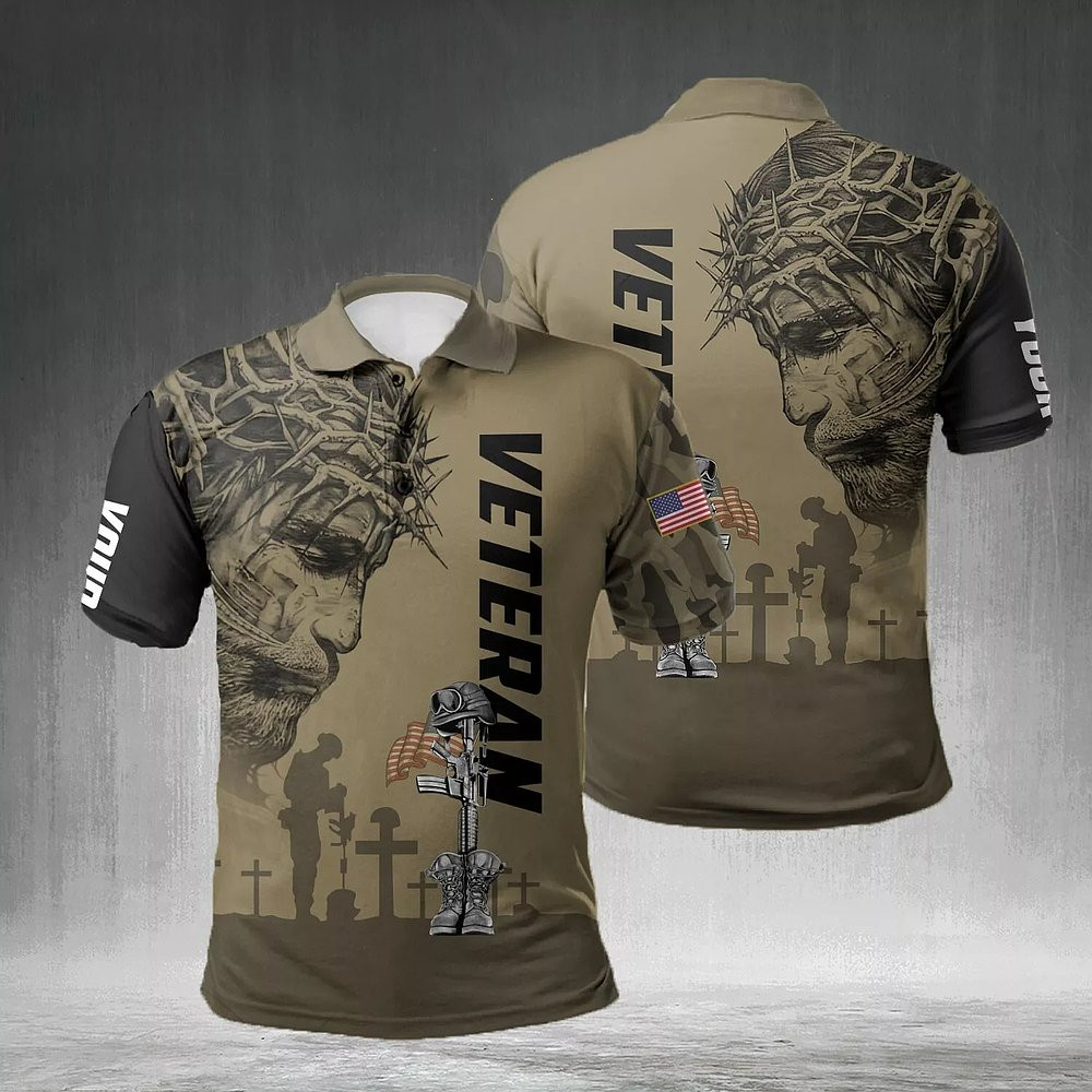 American Veteran Jesus Christian Polo Shirt Patriotic Apparel Gifts For Veteran American Veteran Jesus Christian Polo Shirt Patriotic Apparel Gifts For Veteran