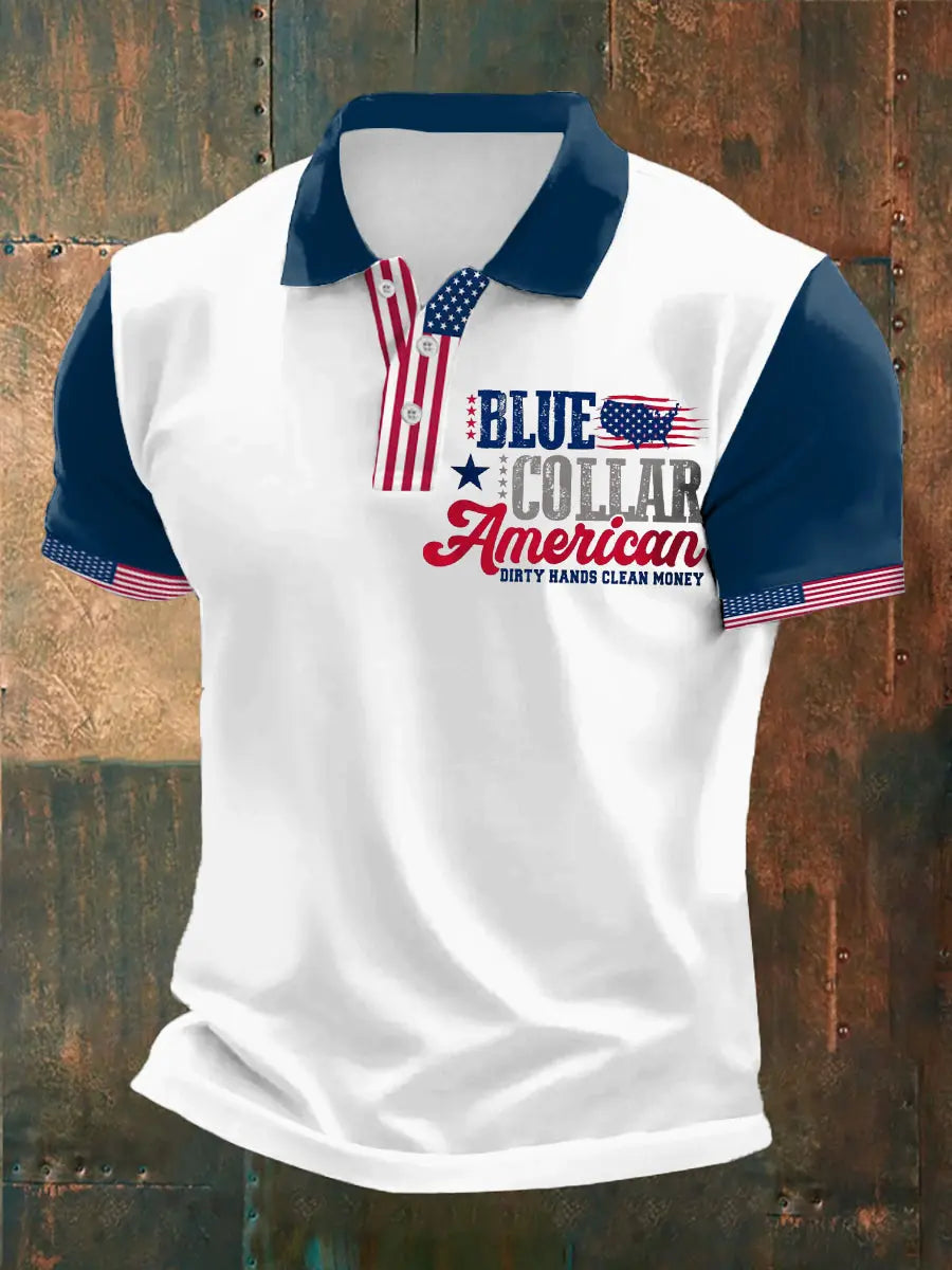 Blue Collar Pride Shirt for American Workers Short Sleeve Gift for Patriotic Supporters Blue Collar Pride Shirt for American Workers Short Sleeve Gift for Patriotic Supporters