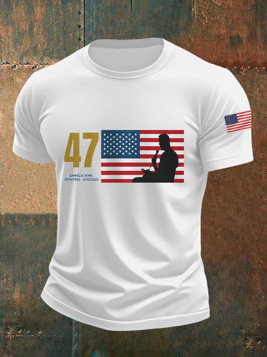 Charlie Kirk 47 T-Shirt American Flag RIP Memorial Charlie Kirk Shirt Trumpers Clothing Charlie Kirk 47 T-Shirt American Flag RIP Memorial Charlie Kirk Shirt Trumpers Clothing