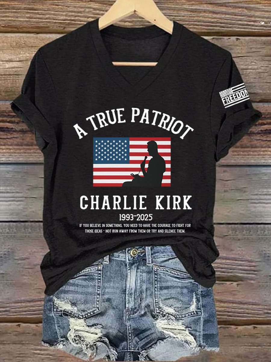 Charlie Kirk A True Patriot V-Neck Shirt Rest In Peace Charlie Kirk Merch Tribute Gifts Charlie Kirk A True Patriot V-Neck Shirt Rest In Peace Charlie Kirk Merch Tribute Gifts