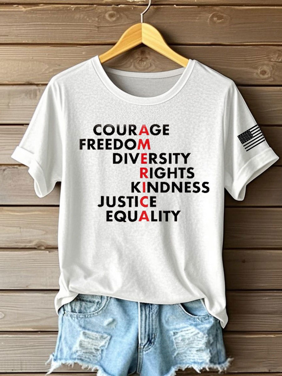 Charlie Kirk Courage Freedom Diversity T-Shirt America Patriotic Statement Clothing Charlie Kirk Courage Freedom Diversity T-Shirt America Patriotic Statement Clothing