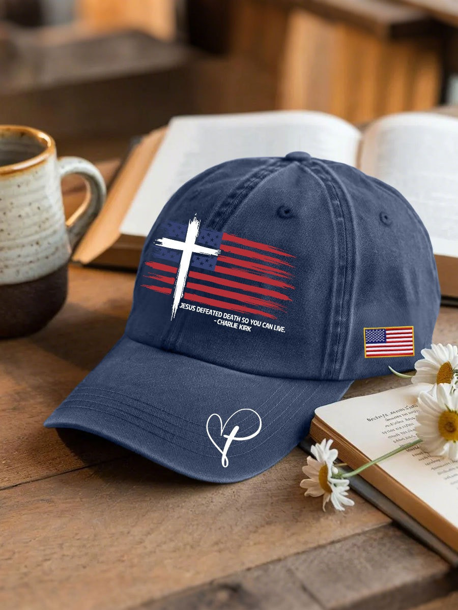 Charlie Kirk Freedom Hat Jesus Defeated Death So You Can Live Tribute CK Cap Charlie Kirk Freedom Hat Jesus Defeated Death So You Can Live Tribute CK Cap