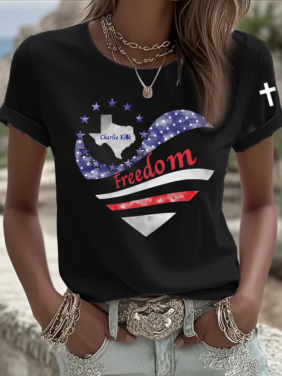 Charlie Kirk Freedom T-Shirt Charlie Kirk Store US President Support Gifts For Her Charlie Kirk Freedom T-Shirt Charlie Kirk Store US President Support Gifts For Her