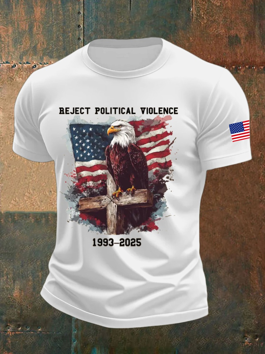 Charlie Kirk Freedom T-Shirt Eagle Flag Reject Political Violence Merch Store For Sale Charlie Kirk Freedom T-Shirt Eagle Flag Reject Political Violence Merch Store For Sale