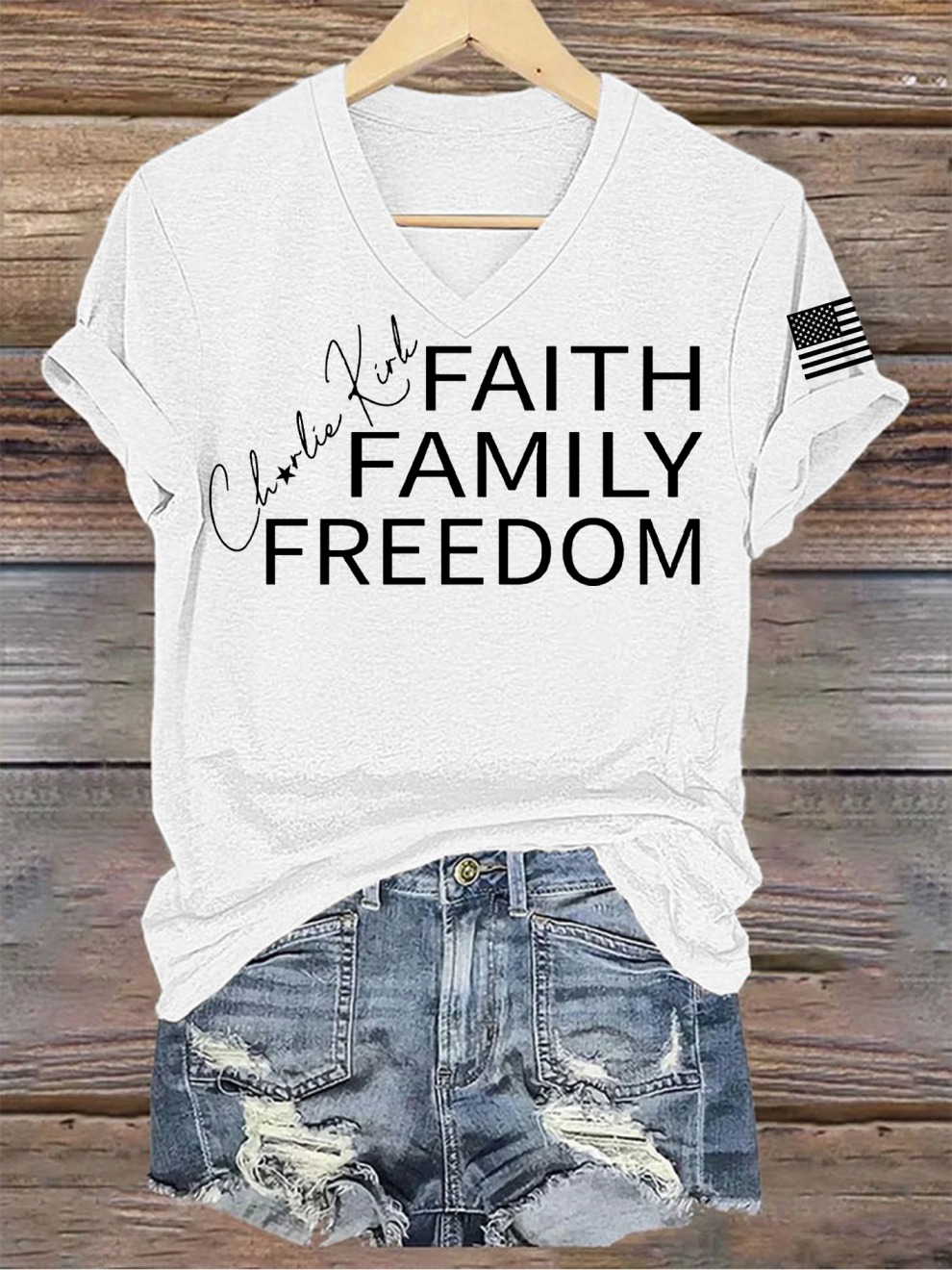 Charlie Kirk Freedom V-neck Shirt Faith Freedom Family CK 47 Merch Store Shirts For Sale Charlie Kirk Freedom V-neck Shirt Faith Freedom Family CK 47 Merch Store Shirts For Sale