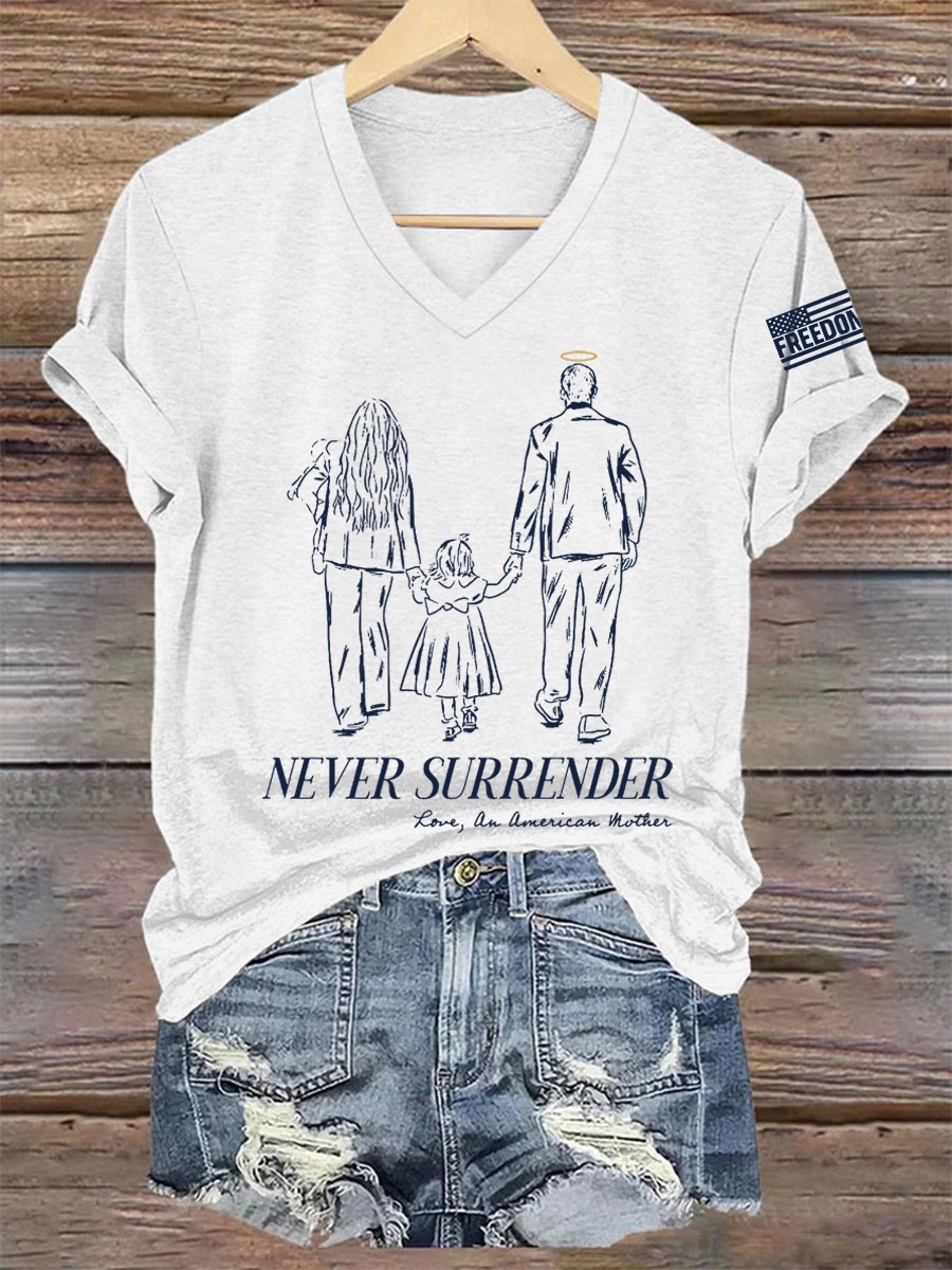 Charlie Kirk Freedom V-Neck Shirt Never Surrender Tribute To Charlie Kirk Merch Charlie Kirk Freedom V-Neck Shirt Never Surrender Tribute To Charlie Kirk Merch
