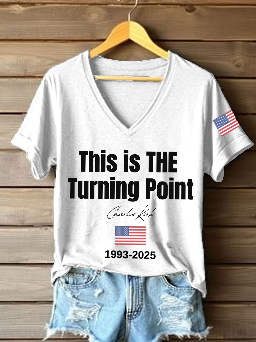 Charlie Kirk Freedom V-neck Shirt This Is The Turning Point 1993 2025 CK 47 TPUSA Freedom Merch Charlie Kirk Freedom V-neck Shirt This Is The Turning Point 1993 2025 CK 47 TPUSA Freedom Merch