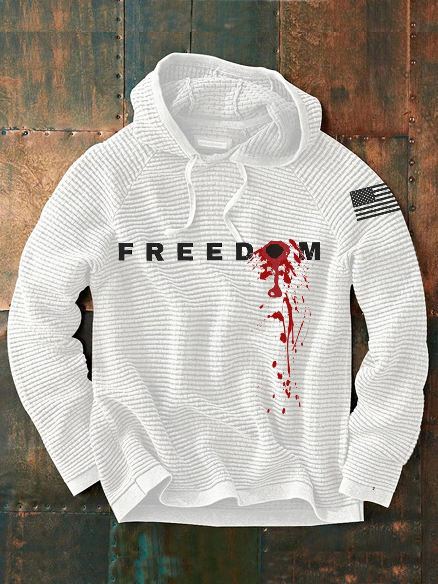 Charlie Kirk Freedom Waffle Hoodie Bloodstain Freedom Clothing RIP Charlie Kirk Apparel Charlie Kirk Freedom Waffle Hoodie Bloodstain Freedom Clothing RIP Charlie Kirk Apparel