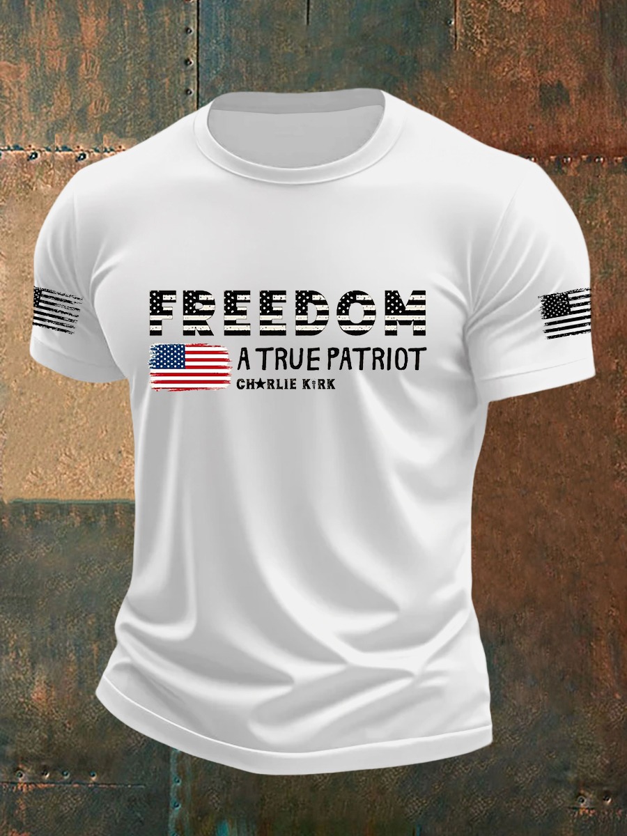 Charlie Kirk Freedom White T-Shirt A True Patriot 1993 2025 CK 47 TPUSA Merchandise Charlie Kirk Freedom White T-Shirt A True Patriot 1993 2025 CK 47 TPUSA Merchandise