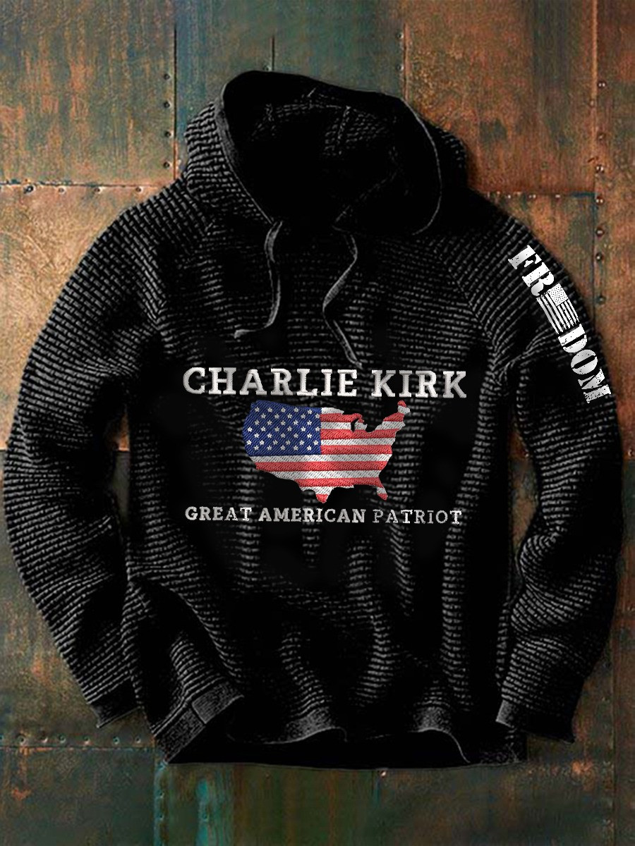 Charlie Kirk Great American Patriot Waffle Hoodie Freedom Charlie Kirk Shirt Gifts Charlie Kirk Great American Patriot Waffle Hoodie Freedom Charlie Kirk Shirt Gifts