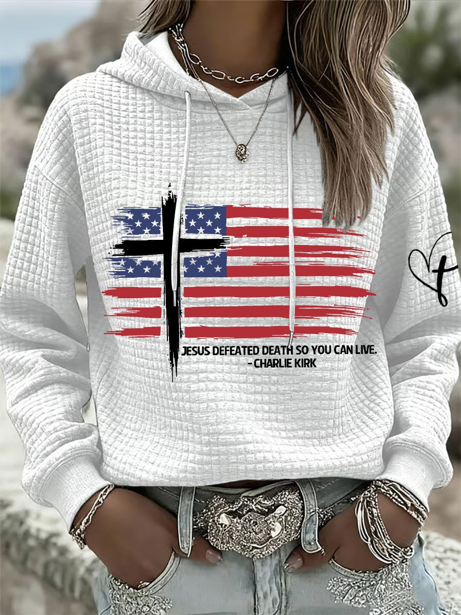 Charlie Kirk Memorial Waffle Hoodie Jesus Defeated Death So You Can Live Gifts For Lovers Charlie Kirk Memorial Waffle Hoodie Jesus Defeated Death So You Can Live Gifts For Lovers