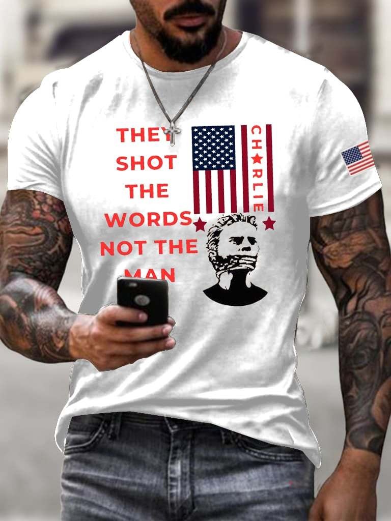 Charlie Kirk Mens Shirt They Shot The Words Not The Men Tribute To Charlie Kirk Clothing Charlie Kirk Mens Shirt They Shot The Words Not The Men Tribute To Charlie Kirk Clothing