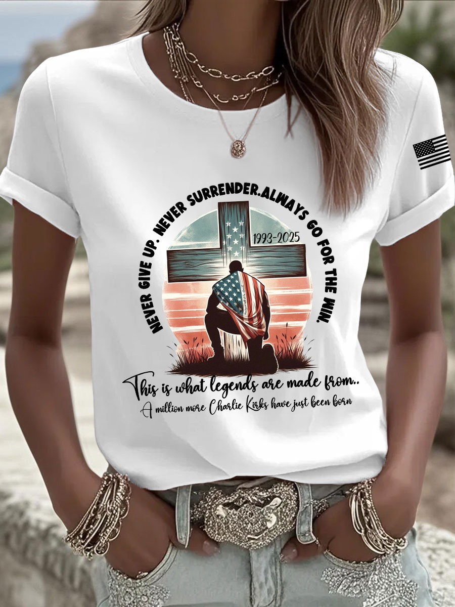 Charlie Kirk Never Give Up Never Surrender T-Shirt Always Go For The Win Shirt Memorial Gifts Charlie Kirk Never Give Up Never Surrender T-Shirt Always Go For The Win Shirt Memorial Gifts