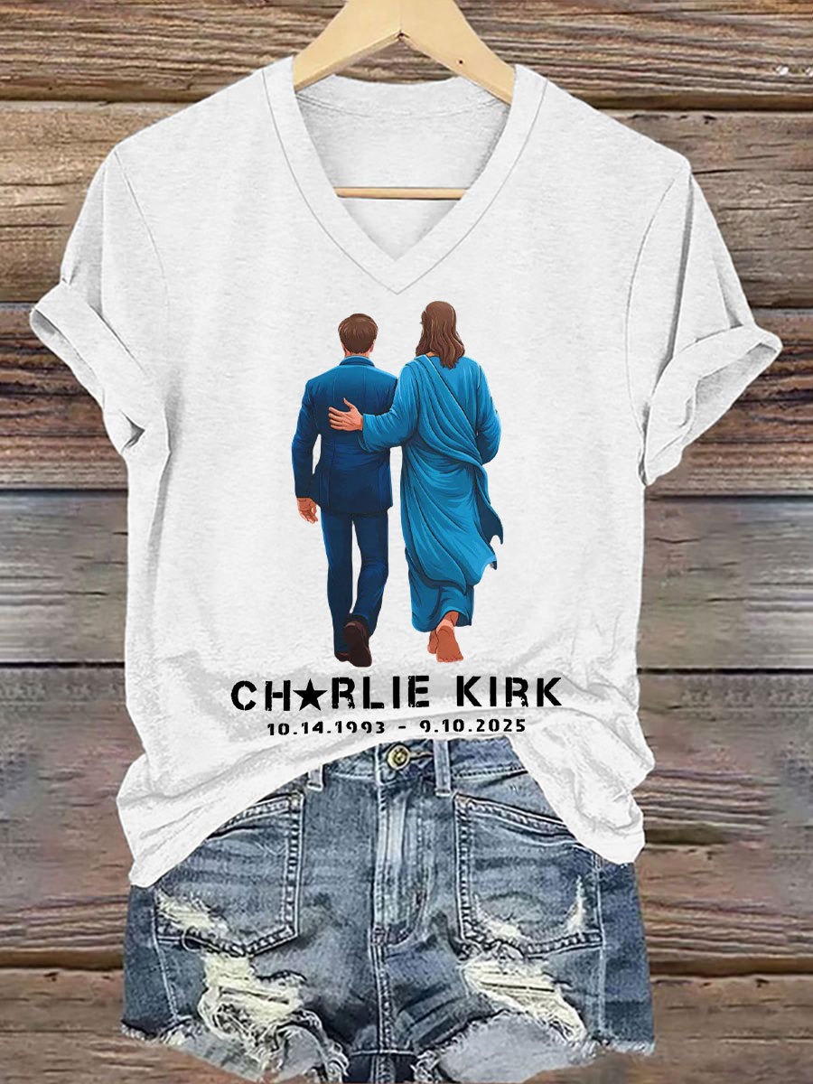 Charlie Kirk Tribute V-Neck Shirt Oct 1993 Sep 2025 Commemorative Gifts For Christians Charlie Kirk Tribute V-Neck Shirt Oct 1993 Sep 2025 Commemorative Gifts For Christians