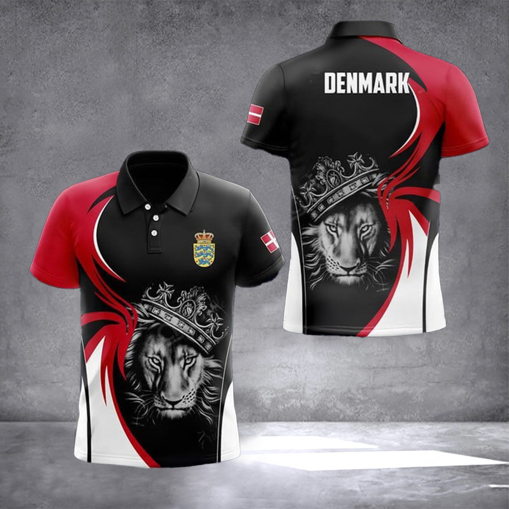 Denmark Lion Crown Polo Shirt Coat Of Arms Of Denmark Flag Emblem Golf Polo Shirt Denmark Lion Crown Polo Shirt Coat Of Arms Of Denmark Flag Emblem Golf Polo Shirt