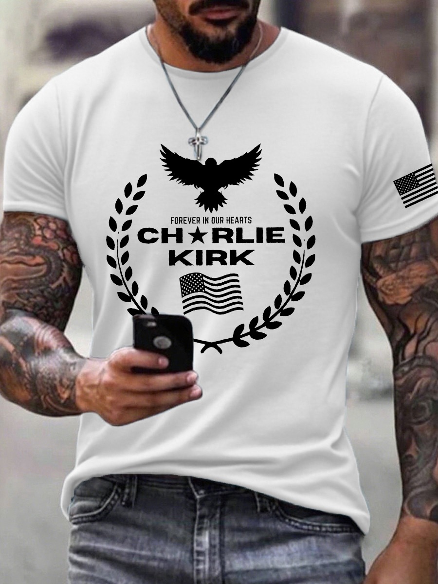Eagle Charlie Kirk Forever In Our Hearts T-Shirt Tribute Wreath Charlie Kirk Tee Gifts Eagle Charlie Kirk Forever In Our Hearts T-Shirt Tribute Wreath Charlie Kirk Tee Gifts