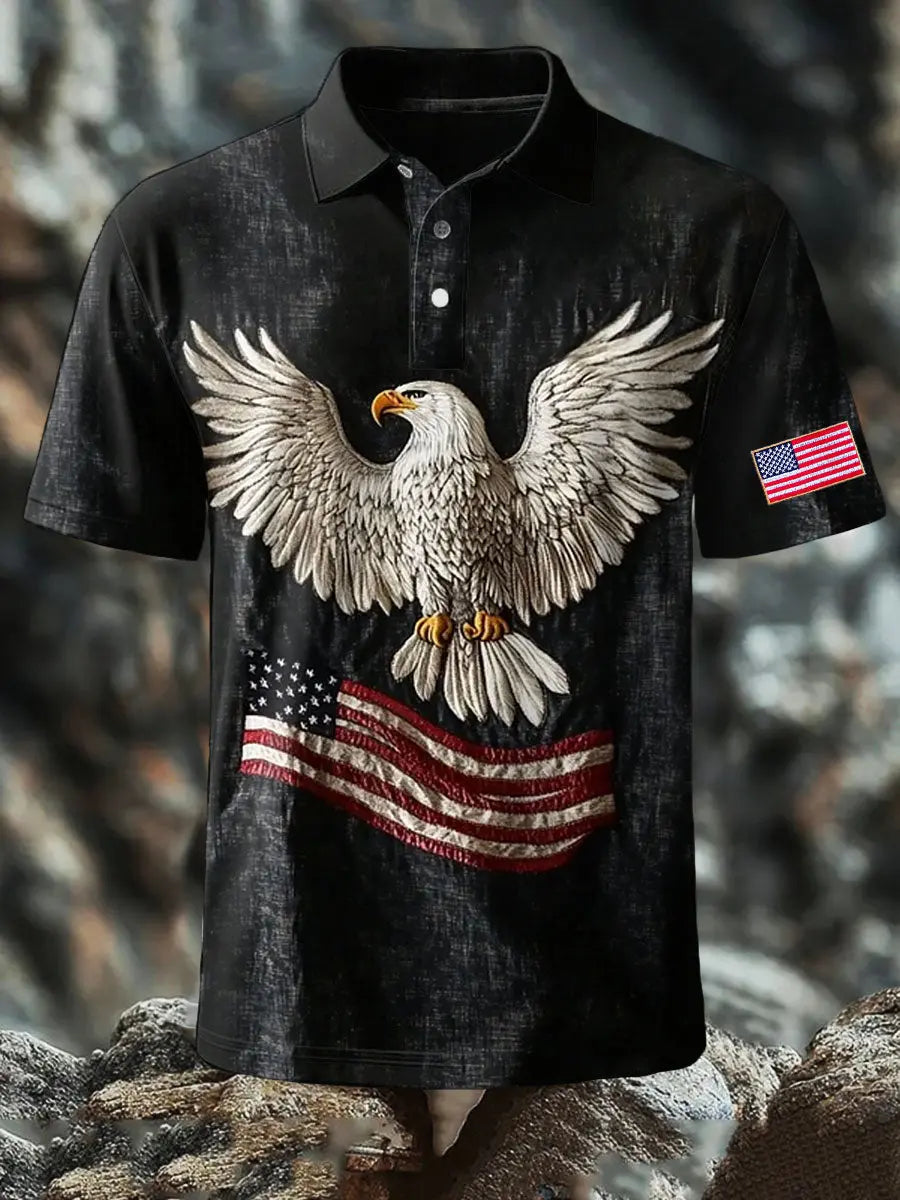 Eagle Flag Patriotic Polo Shirt for 4th of July USA Pride Gift for Freedom Lovers Eagle Flag Patriotic Polo Shirt for 4th of July USA Pride Gift for Freedom Lovers