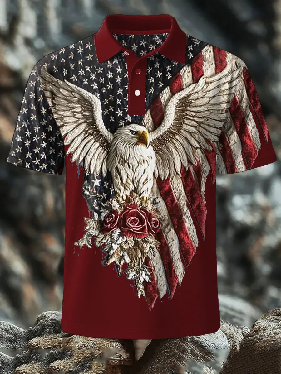 Eagle Flag Patriotic Polo Shirt USA Pride Gift for Independence Day Enthusiasts Eagle Flag Patriotic Polo Shirt USA Pride Gift for Independence Day Enthusiasts