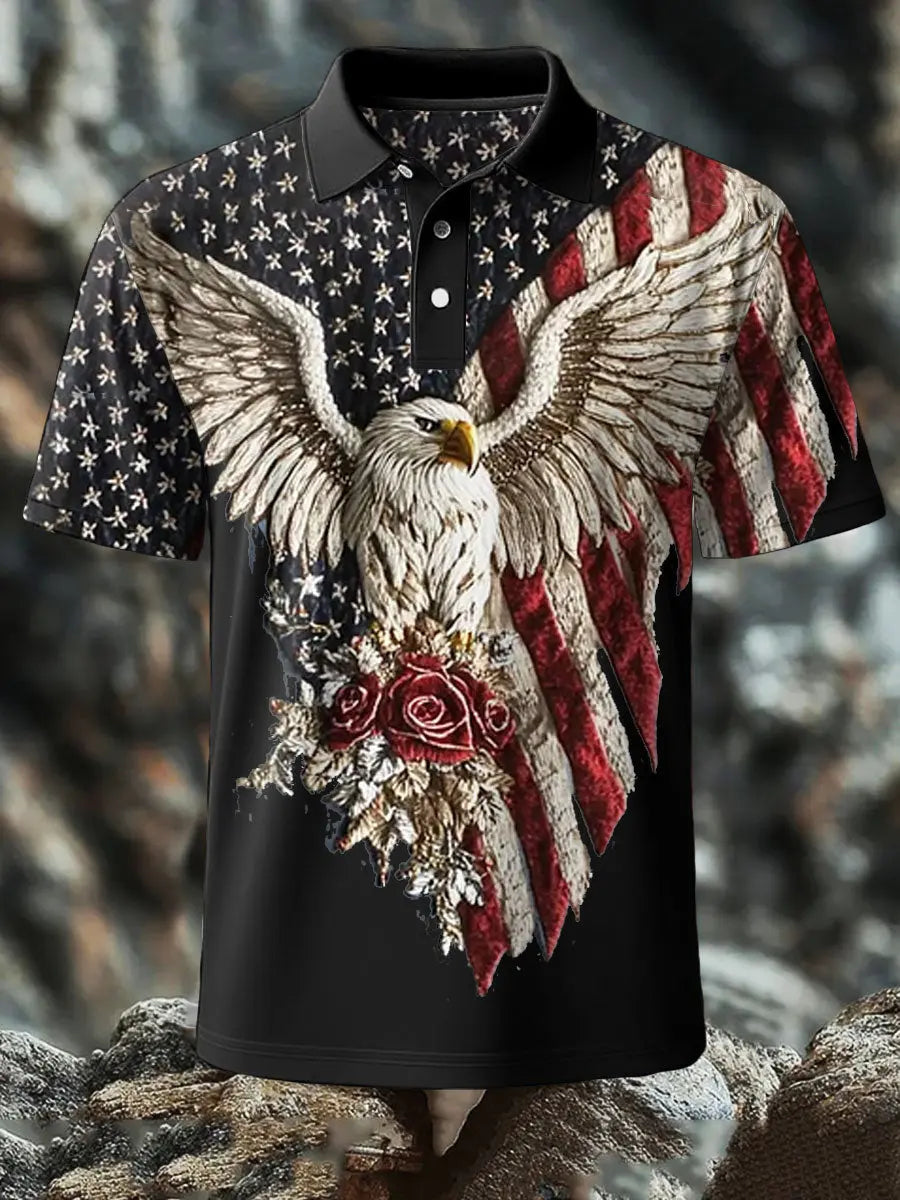 Eagle Flag Patriotic Polo Shirt USA Pride Gift for Independence Day Enthusiasts Eagle Flag Patriotic Polo Shirt USA Pride Gift for Independence Day Enthusiasts