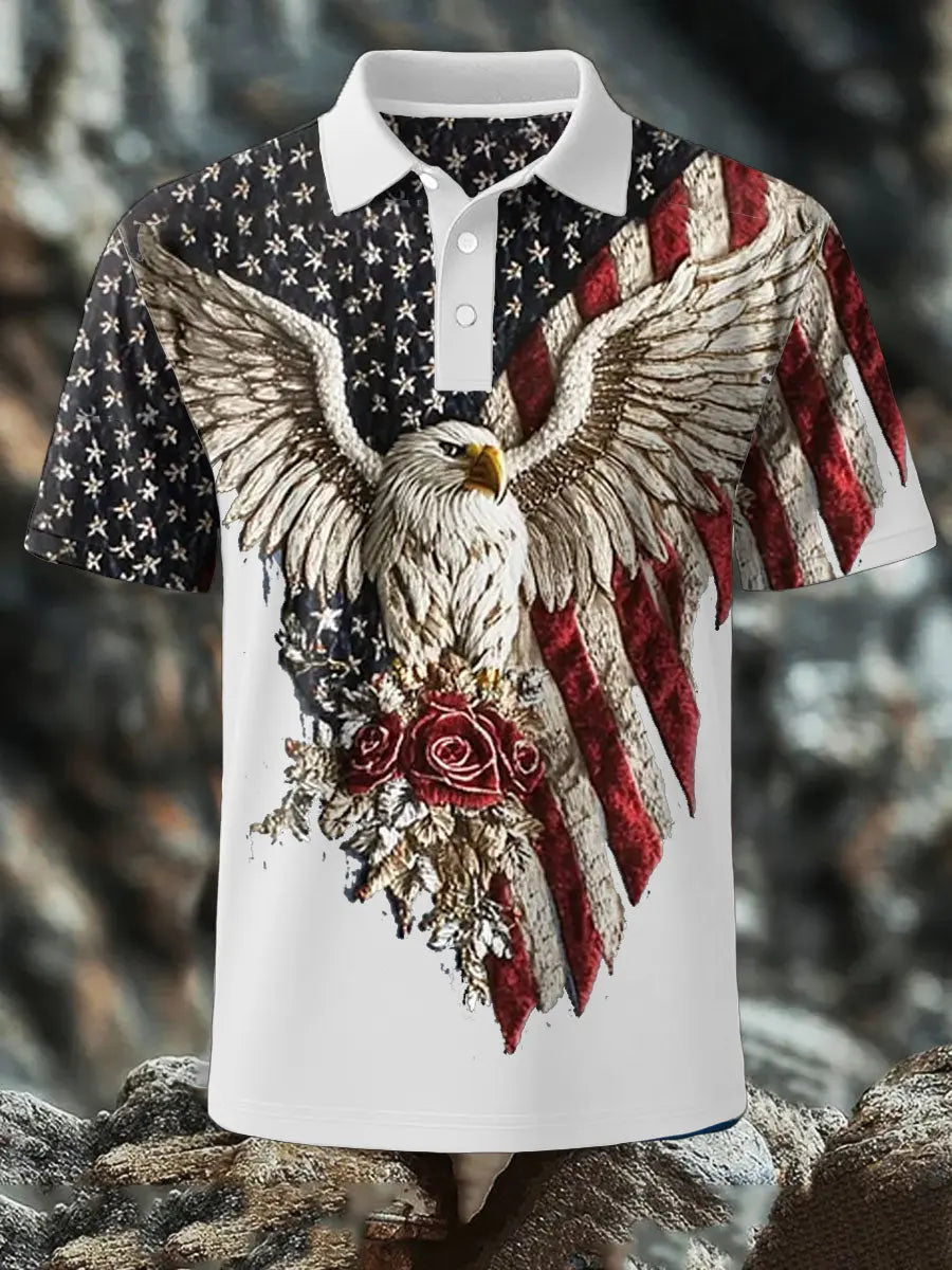 Eagle Flag Patriotic Polo Shirt USA Pride Gift for Independence Day Enthusiasts Eagle Flag Patriotic Polo Shirt USA Pride Gift for Independence Day Enthusiasts