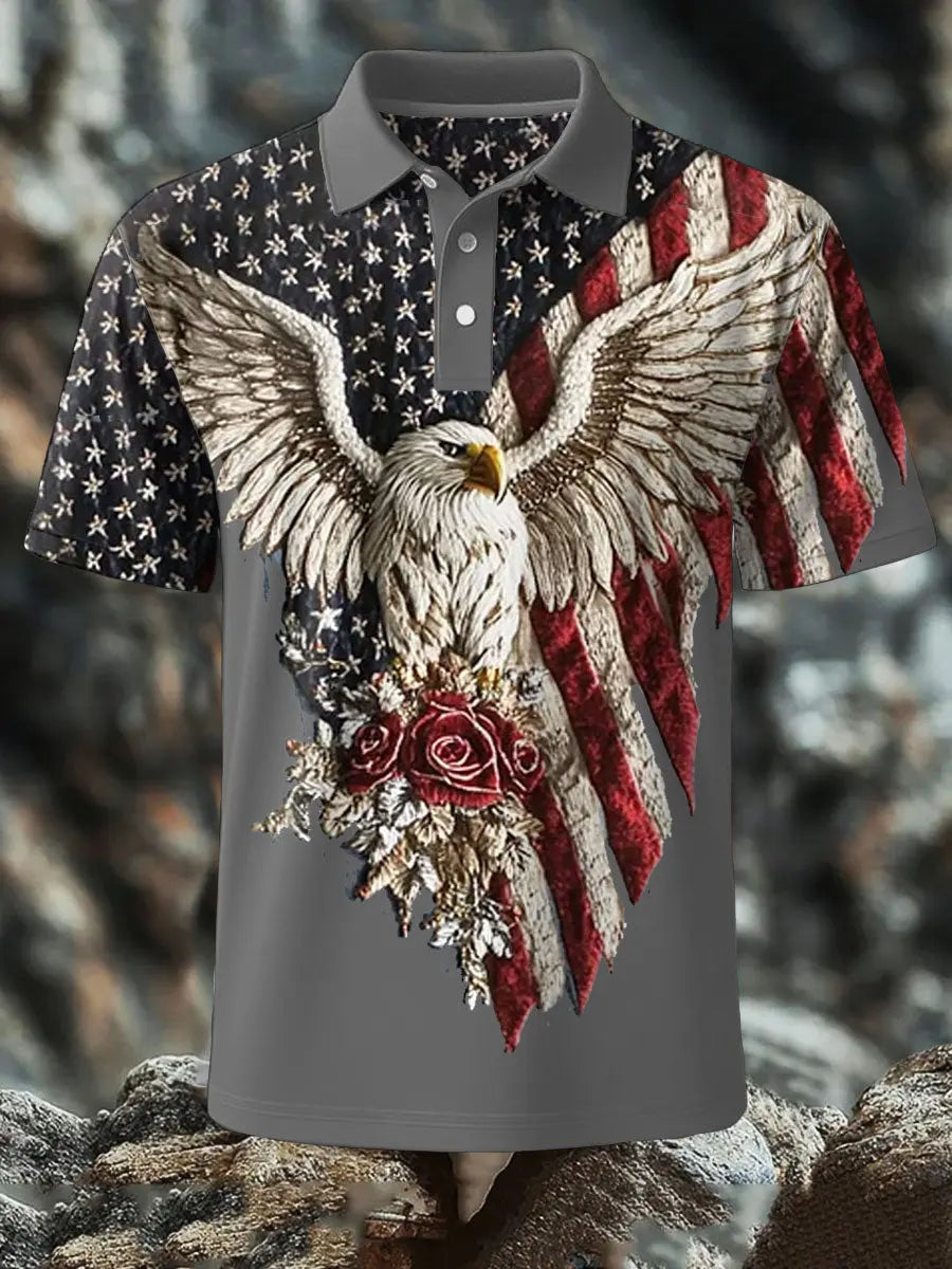 Eagle Flag Patriotic Polo Shirt USA Pride Gift for Independence Day Enthusiasts Eagle Flag Patriotic Polo Shirt USA Pride Gift for Independence Day Enthusiasts