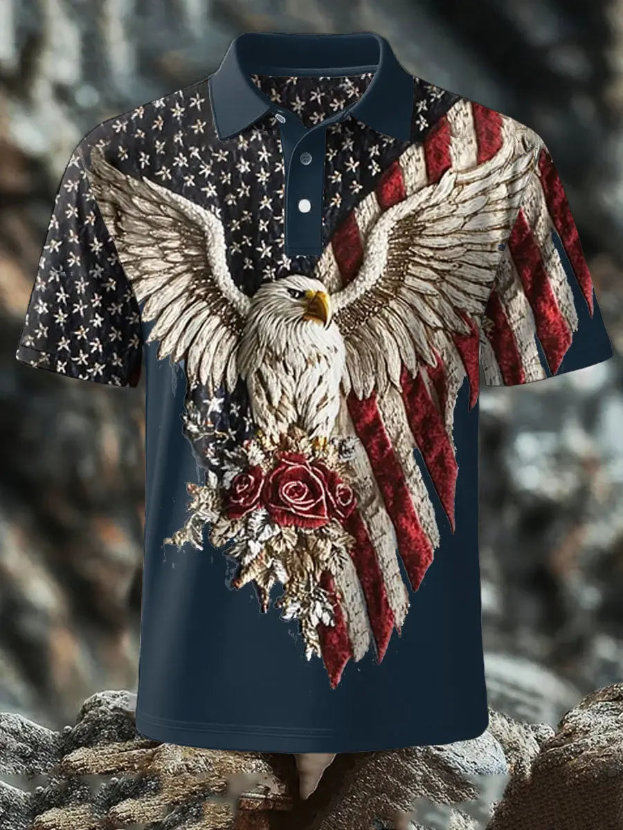 Eagle Flag Patriotic Polo Shirt USA Pride Gift for Independence Day Enthusiasts Eagle Flag Patriotic Polo Shirt USA Pride Gift for Independence Day Enthusiasts