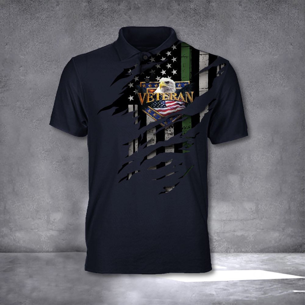 Eagle Thin Green Line Veteran Polo Shirt Honor Military Army Veteran Men Gift For Him Eagle Thin Green Line Veteran Polo Shirt Honor Military Army Veteran Men Gift For Him
