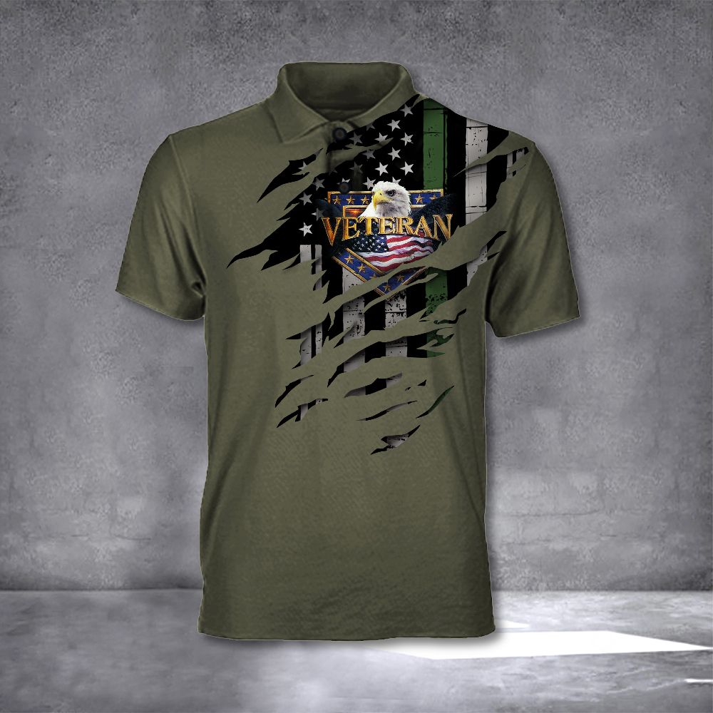 Eagle Thin Green Line Veteran Polo Shirt Honor Military Army Veteran Men Gift For Him Eagle Thin Green Line Veteran Polo Shirt Honor Military Army Veteran Men Gift For Him