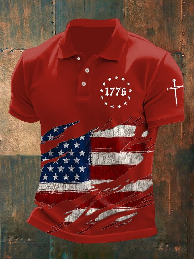 Faith Cross USA Flag Polo Shirt Men's Patriotic Clothing Gifts For Husband Faith Cross USA Flag Polo Shirt Men's Patriotic Clothing Gifts For Husband