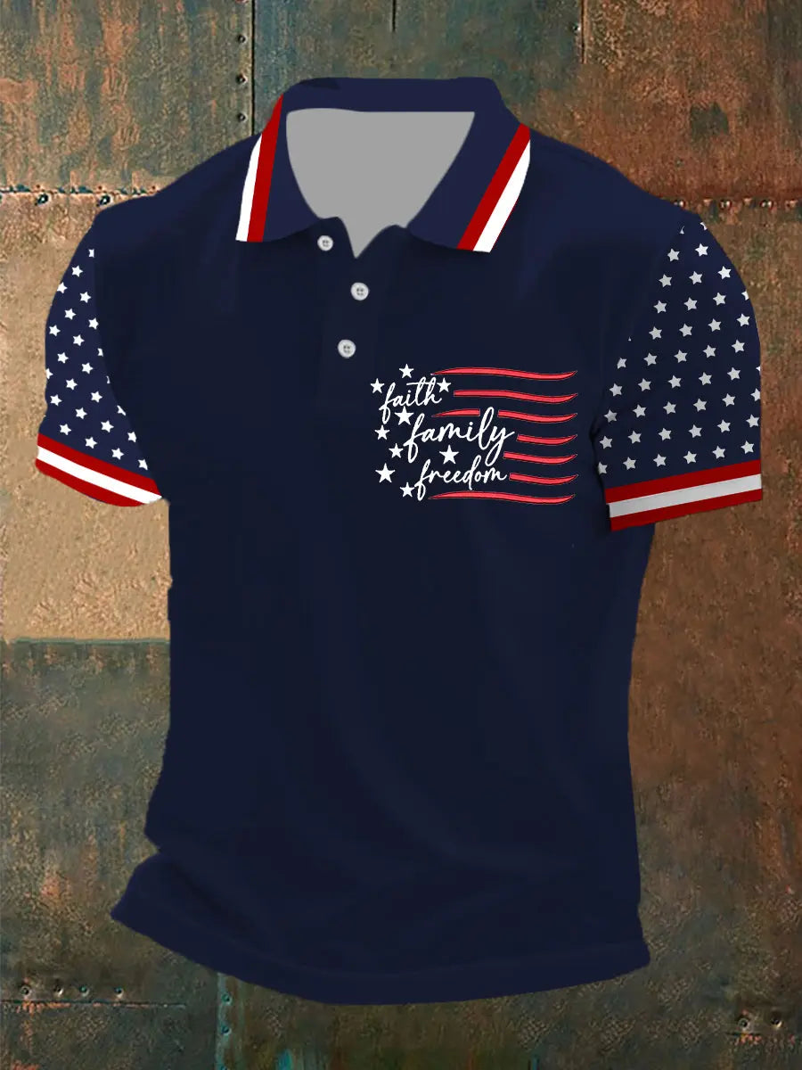 Faith Family Freedom Polo Shirt Patriotic Gift for USA Supporters Independence Day Top Faith Family Freedom Polo Shirt Patriotic Gift for USA Supporters Independence Day Top